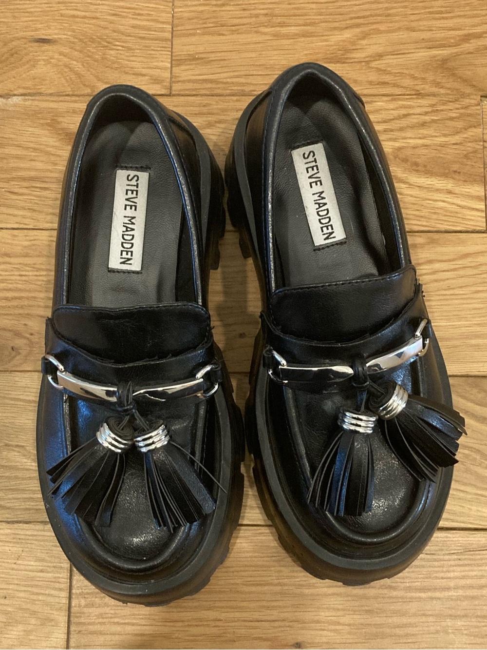Steve Madden - Leather Tassel Platform Loafers - Picture 3 of 3